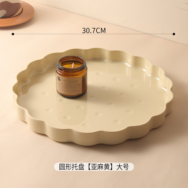 Biscuit Shaped Rectangular Tray, Household Tea Tray, Cream-style Plastic Storage Tray, Easy-to-clean Japanese Dining Tray