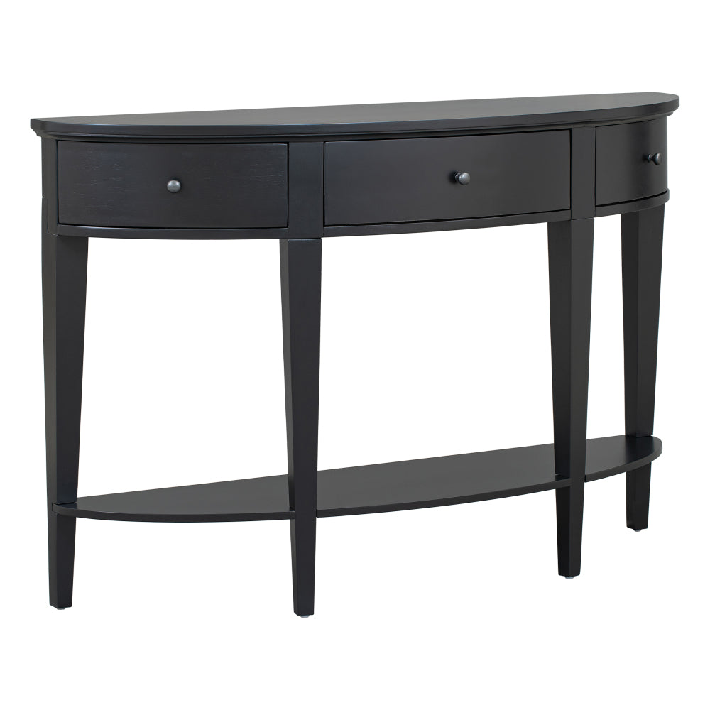 Contemporary Curved Console Table with 3 Drawers & Storage Shelf - Curved Entryway Table Suitable for Hallway, Living Room, Farmhouse Accent Furniture with Assembly, Space-Saving for Narrow Hallways and Small Spaces