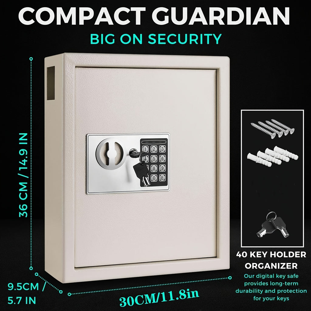 Heavy-duty Security Lock Box, Wall-mounted Key Cabinet with 40 Key Slots, Key Storage Box, Wall-mounted Lock Box for Key Storage, Suitable for Property Management, Hotels,