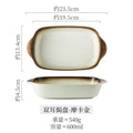 Creative Cheese Rice Plate Western Food Plate Fruit Salad Plate Dumpling Plate Household High-value Double-ear Baked Rice Plate with Tray