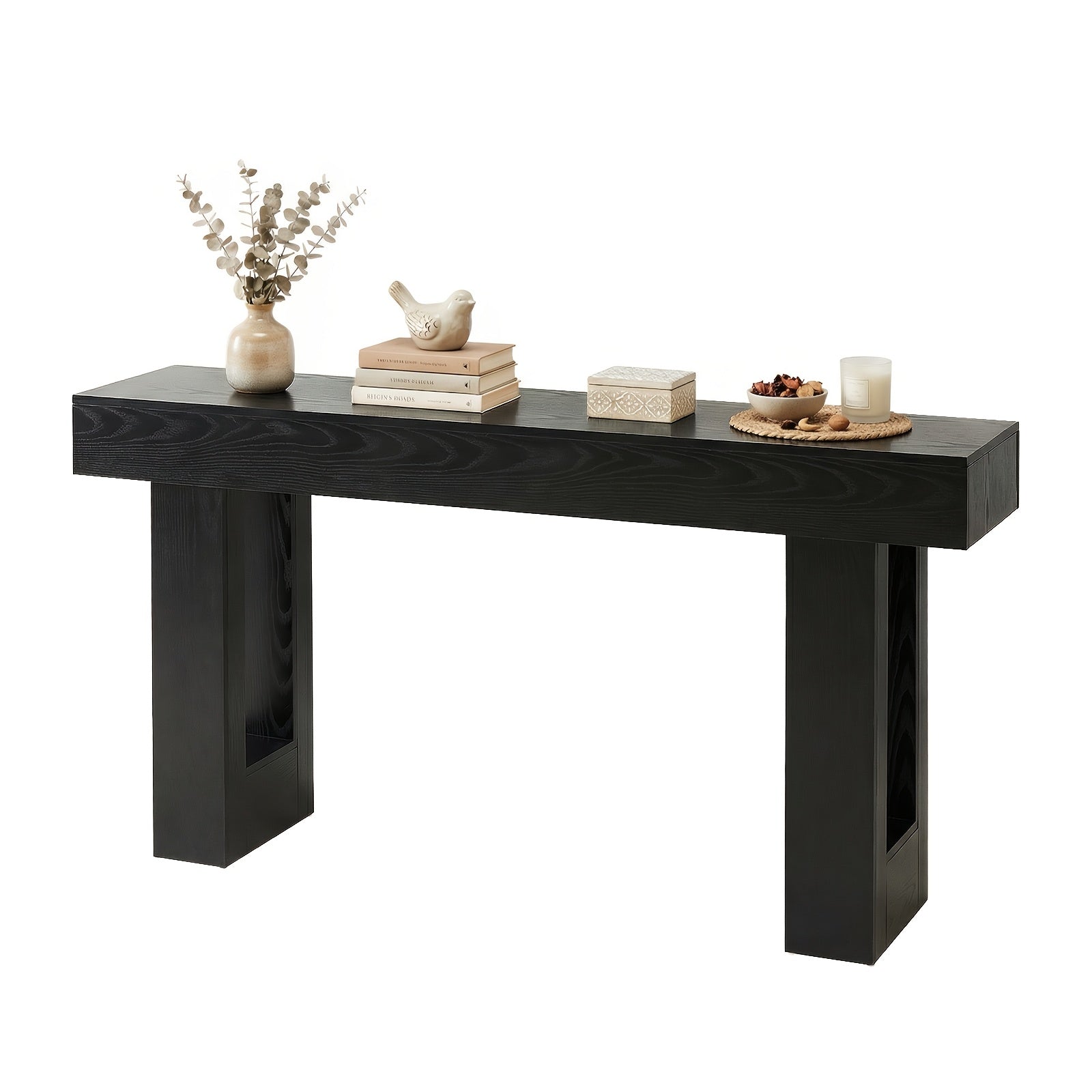 63-Inch Narrow Console Table, Sturdy Wooden Entryway Table with 5.9\