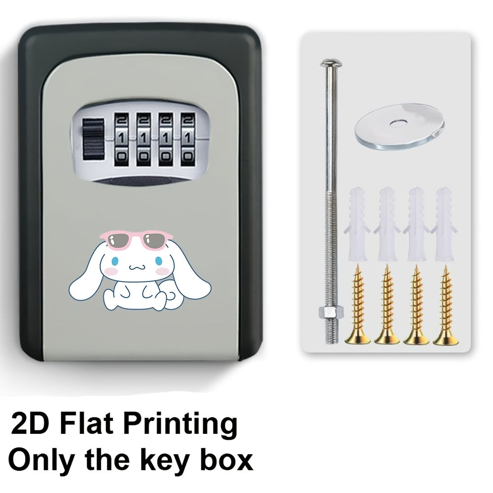 Cinnamoroll 2D Flat Printed Wall-Mounted Combination Lockbox for Storing Keys, Suitable for Outdoor Use, Home Front Doors, Vacation Rentals, And Real Estate
