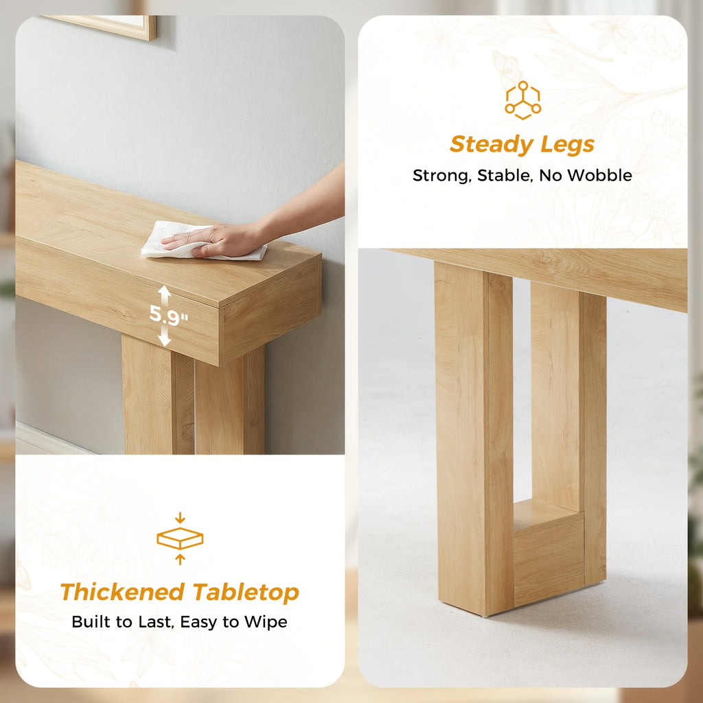 63-Inch Narrow Console Table, Sturdy Wooden Entryway Table with 5.9\