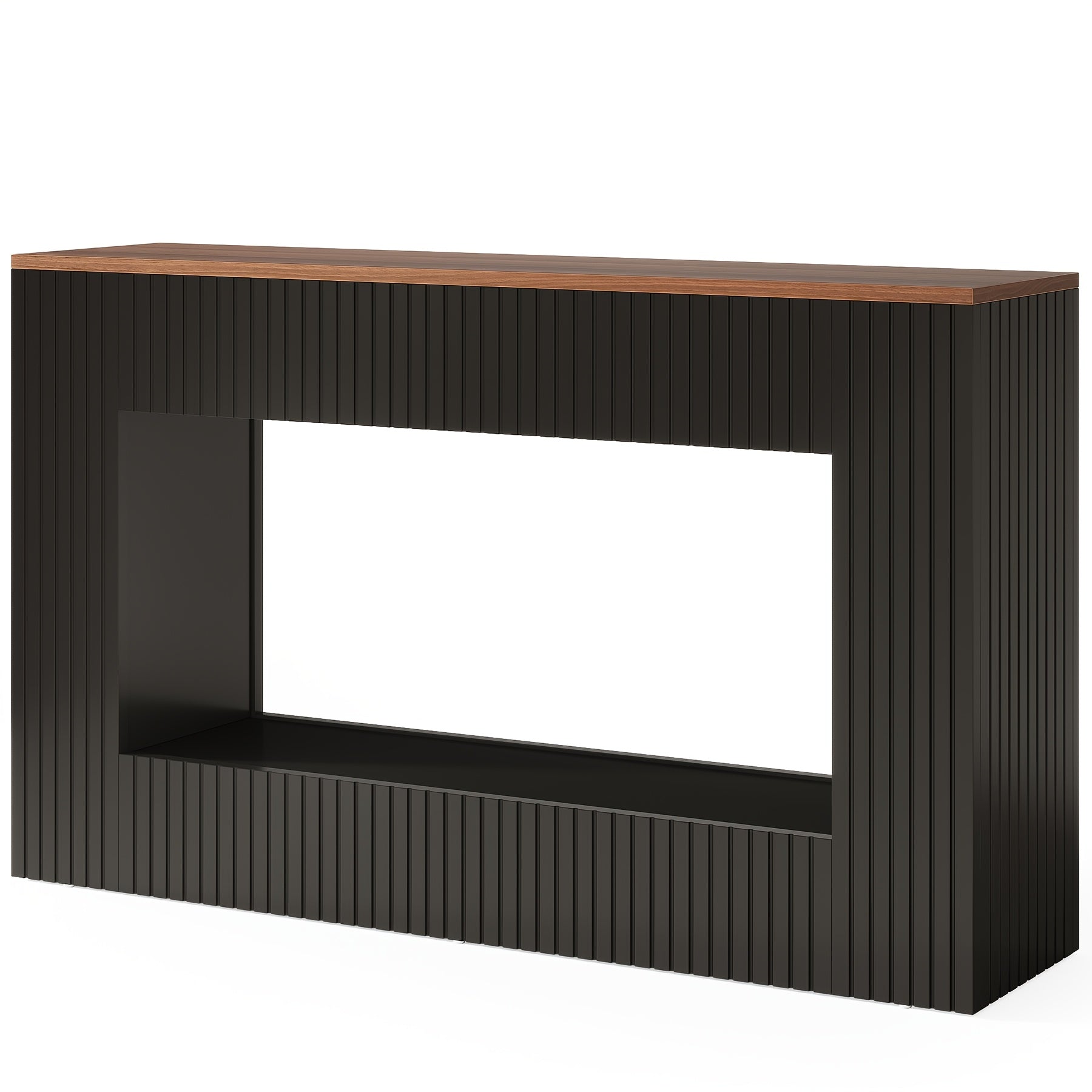 55-inch Farmhouse-style Entryway Table, Double-layer Rural-style Storage Table, Rectangular Coffee Table Behind The Sofa, Suitable for Living Rooms, Corridors, And Entrances