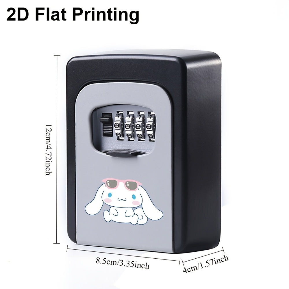 Cinnamoroll 2D Flat Printed Wall-Mounted Combination Lockbox for Storing Keys, Suitable for Outdoor Use, Home Front Doors, Vacation Rentals, And Real Estate