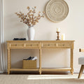 Solid Wood Modern Farmhouse Entryway Console Table with Drawers & Open Shelf - Natural Wood Finish Suitable for Living Room, Behind Sofa Table, Hallway Furniture, Behind Couch Table, Assembly with Sturdy