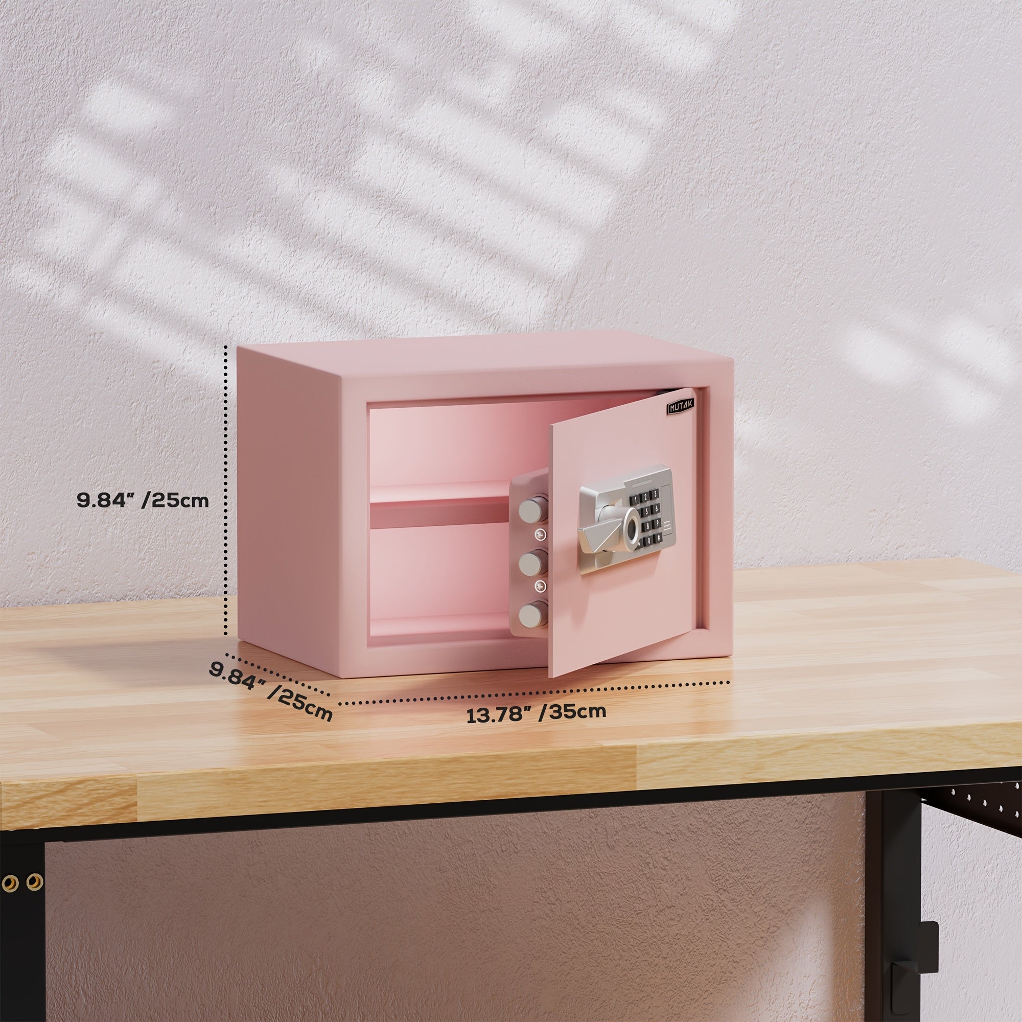 Pink Safe Box Quick Access Fingerprint Lock Box with Keys Keypad, Cabinet Safe for Cash Money Jewelry with Fireproof Bag Mute Mode Sensor Light, 1.0\u002F1.5\u002F2.0 Cubic