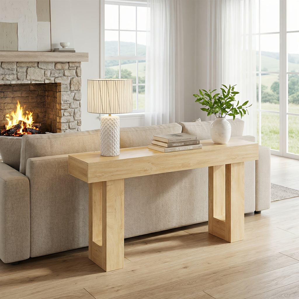 63-Inch Narrow Console Table, Sturdy Wooden Entryway Table with 5.9\