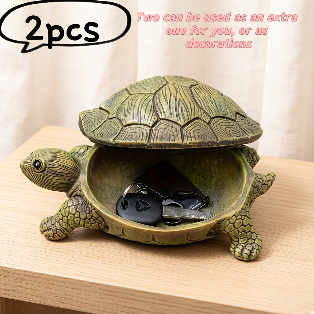 2pcs Retro Turtle Shaped Storage Box, Easily Accommodating Small Items Such As Keys, Earrings, Coins, Etc., Combining Decoration And Practicality, Suitable for Various Home Styles Such As Rural, Retro, Nordic