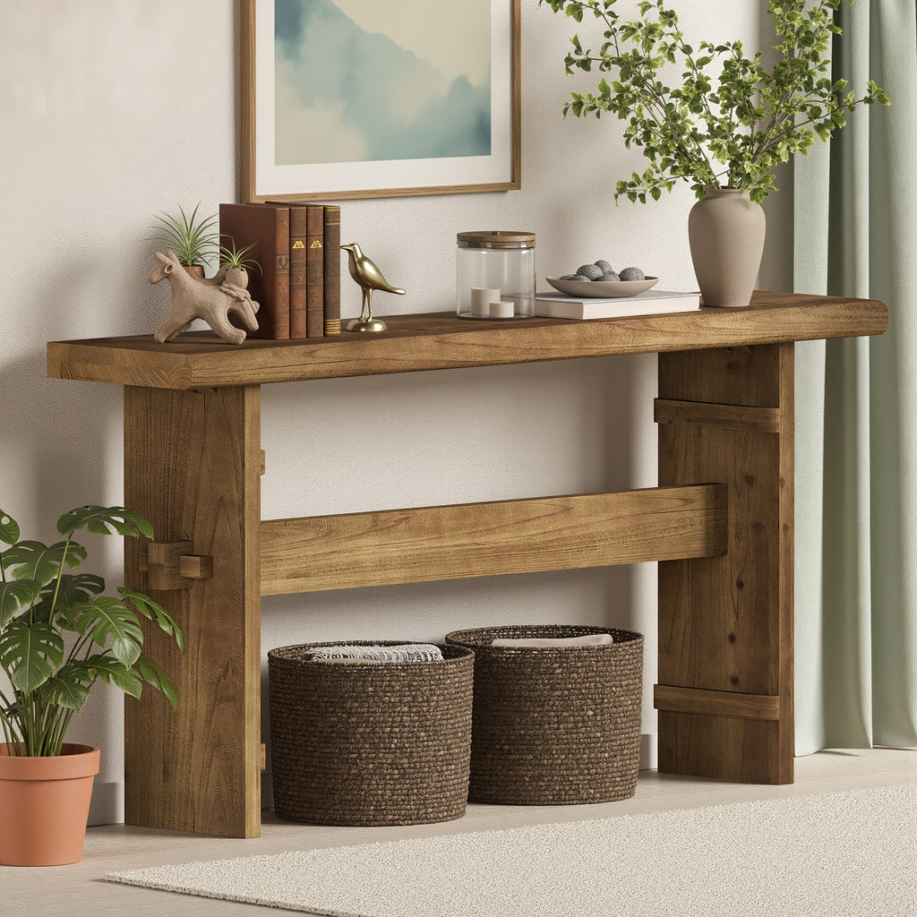 63-inch Console Table, Wooden Entryway Table, Sofa Table Behind The Sofa
