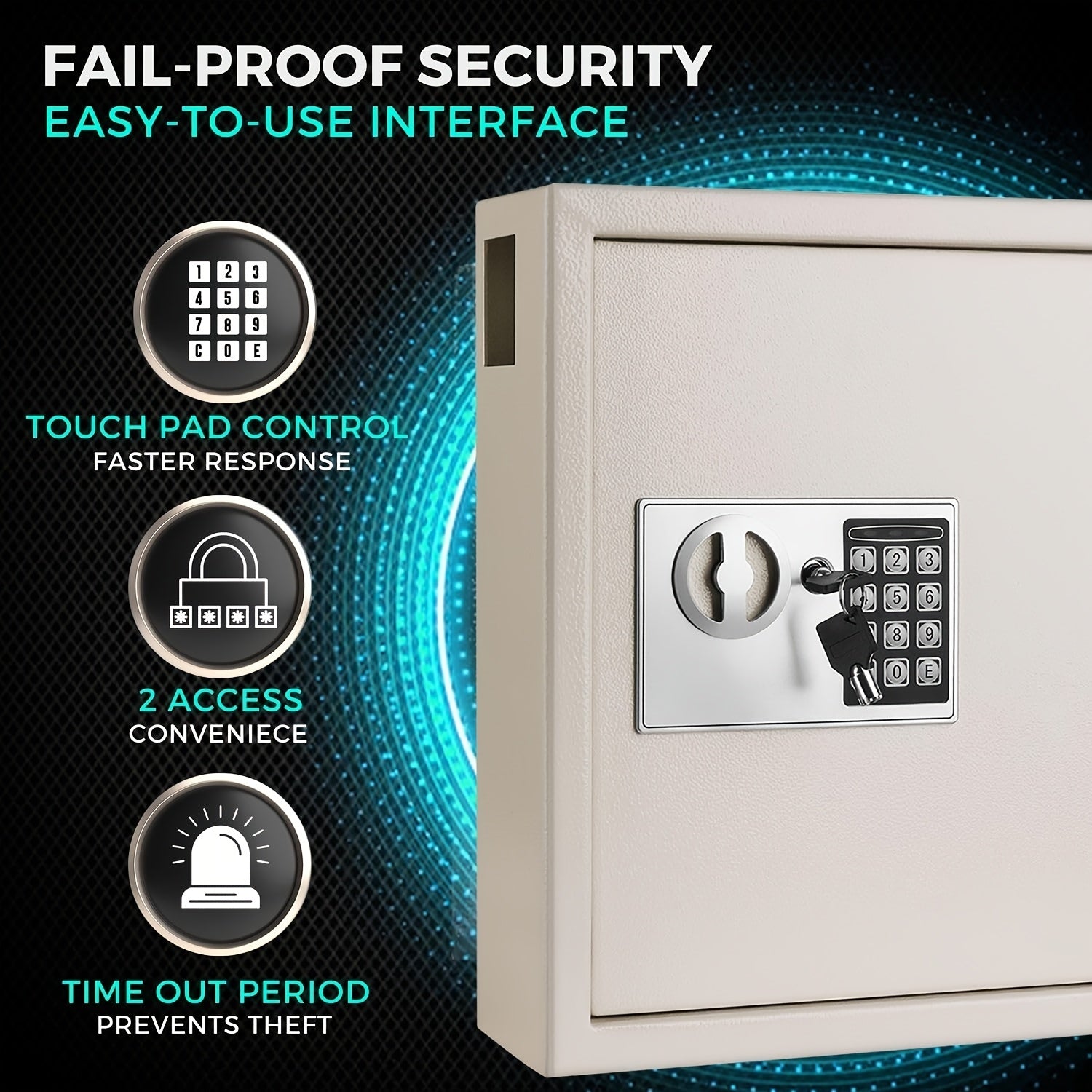 Heavy-duty Security Lock Box, Wall-mounted Key Cabinet with 40 Key Slots, Key Storage Box, Wall-mounted Lock Box for Key Storage, Suitable for Property Management, Hotels,