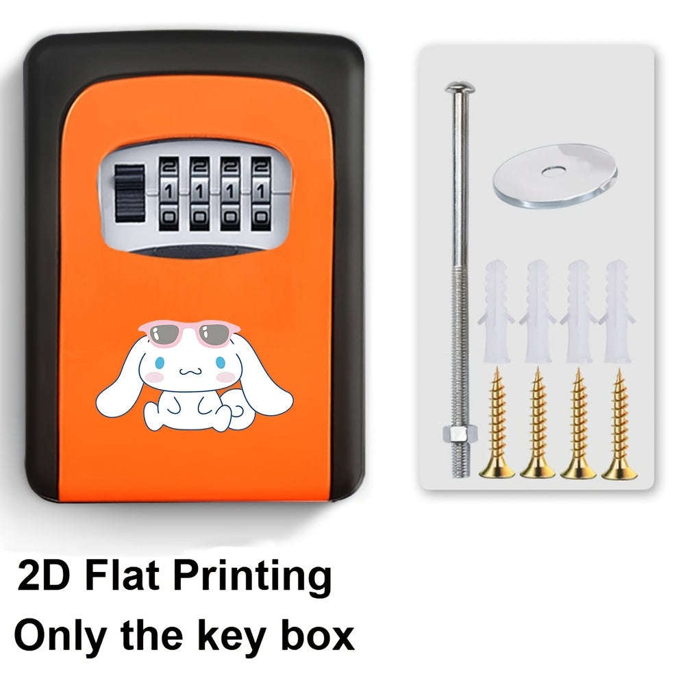 Cinnamoroll 2D Flat Printed Wall-Mounted Combination Lockbox for Storing Keys, Suitable for Outdoor Use, Home Front Doors, Vacation Rentals, And Real Estate