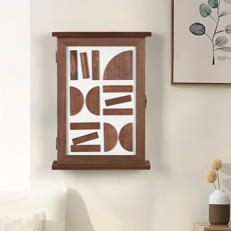 Creative Key Storage and Decorative Signs | Wooden Wall-Mounted Storage Box for Home Entrance\u002FLiving Room, Art Deco Style with Hooks and Decoration, Multipurpose Use