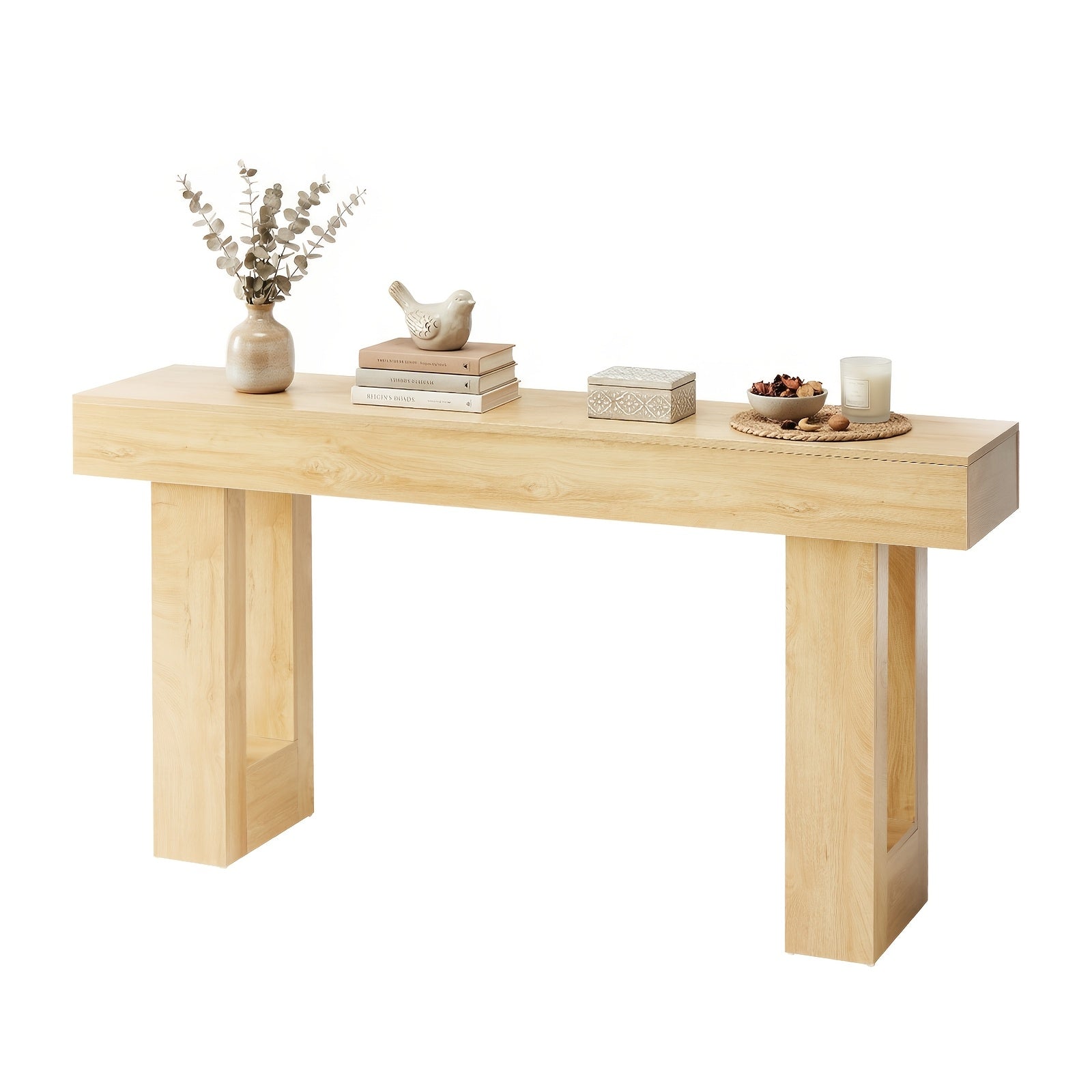 63-Inch Narrow Console Table, Sturdy Wooden Entryway Table with 5.9\