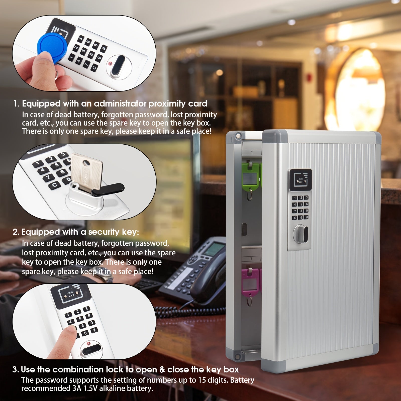 Key Box with Label, Equipped with Password Lock, Good Security, Suitable for Schools, Car Dealers, Hospitals, Etc. to Manage Keys Key Lock Box Key Storage