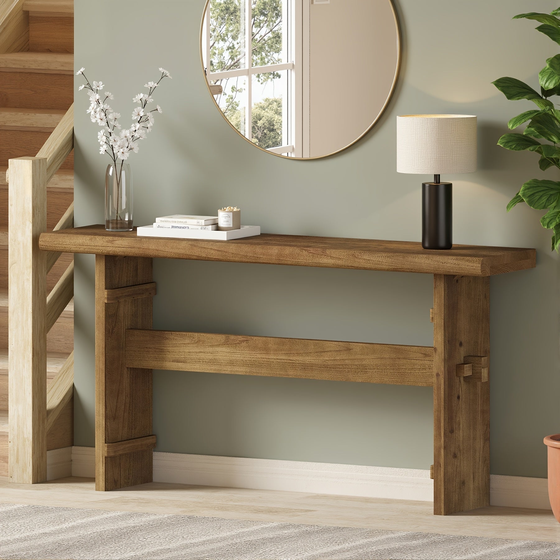 63-inch Console Table, Wooden Entryway Table, Sofa Table Behind The Sofa