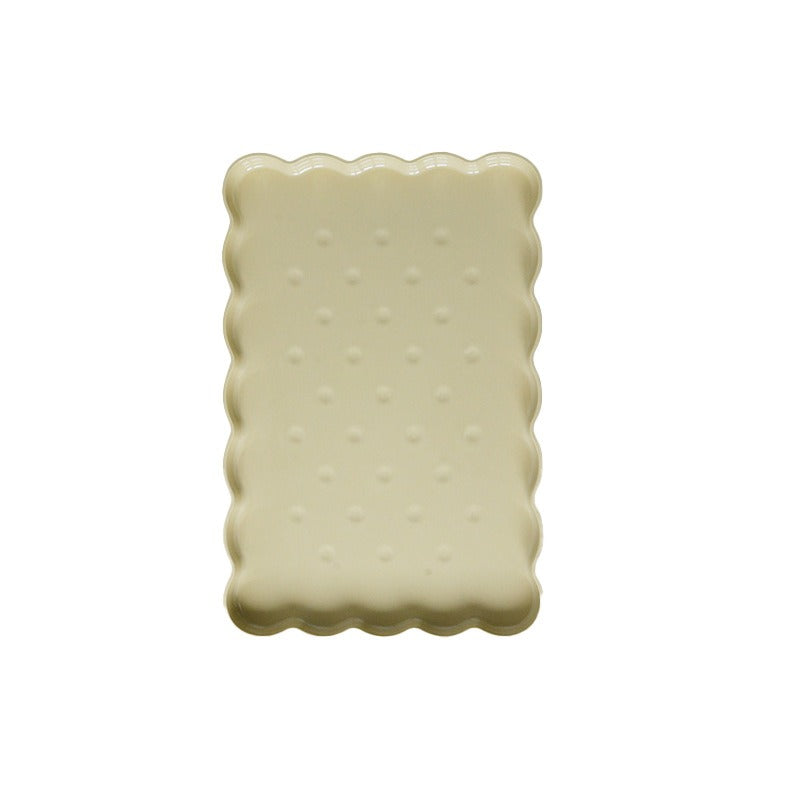 Biscuit Shaped Rectangular Tray, Household Tea Tray, Cream-style Plastic Storage Tray, Easy-to-clean Japanese Dining Tray