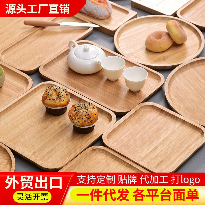 Wholesale Water Cup Tray and Wood Products Craft Tray Dinner Plate Barbecue Cheese Tray Cake Dried Fruit Tray Tableware
