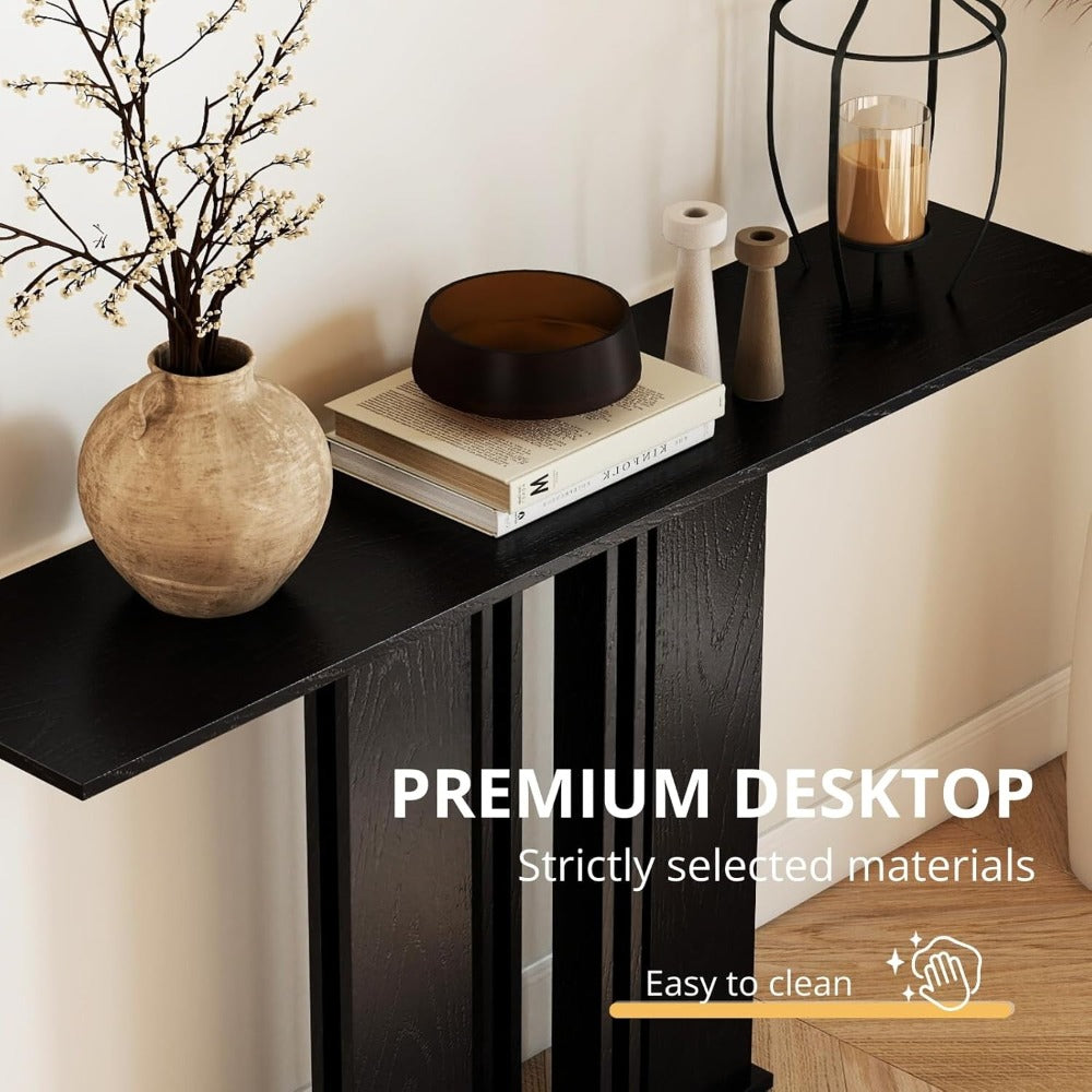 1pc a 51.2-Inch Slim And Elongated Console Table Featuring a Double-Column Design, a Wooden Rectangular Accent Table Suitable for Placement Behind a Sofa in The Living Room, Entryway, Hallway, Or Foyer