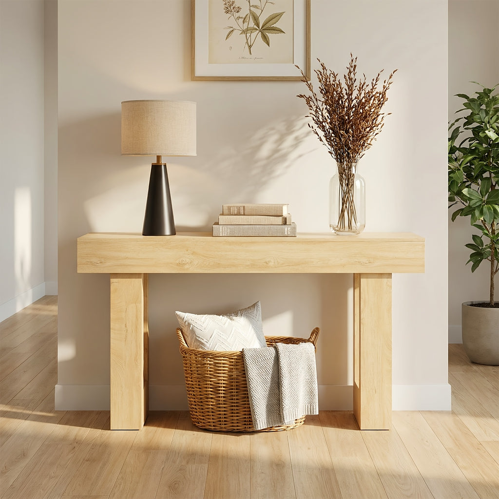 63-Inch Narrow Console Table, Sturdy Wooden Entryway Table with 5.9\