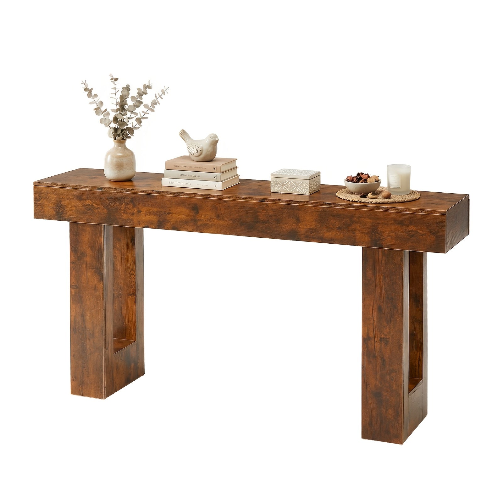 63-Inch Narrow Console Table, Sturdy Wooden Entryway Table with 5.9\