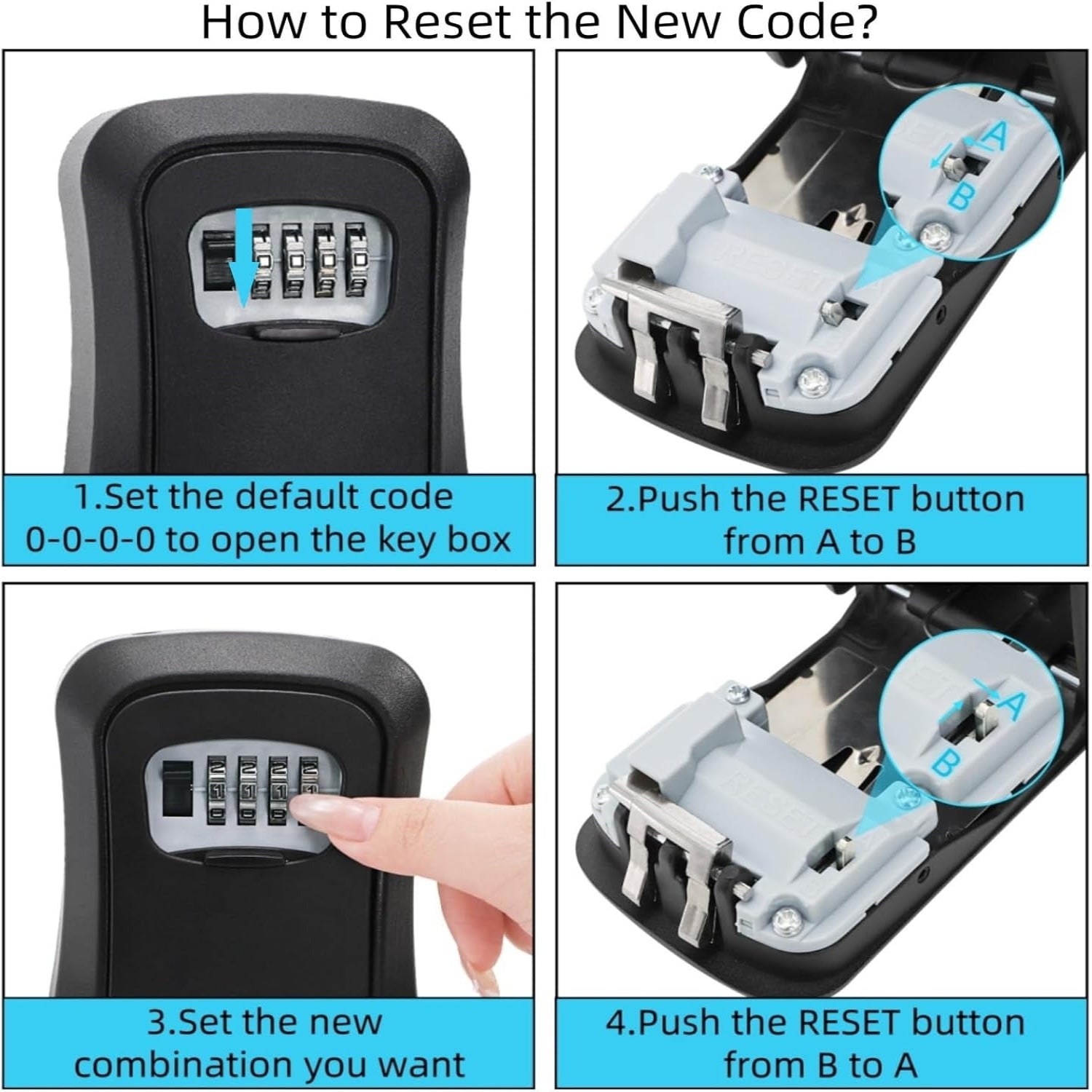 A Secure Key Storage Box Featuring a Portable 4-Digit Combination Lock, Designed for Wall Mounting. It Is Multifunctional And Built to Last, Allowing for Password Resets. Ideal for Storing Door Keys, Small Valuable Items, Real Estate Keys