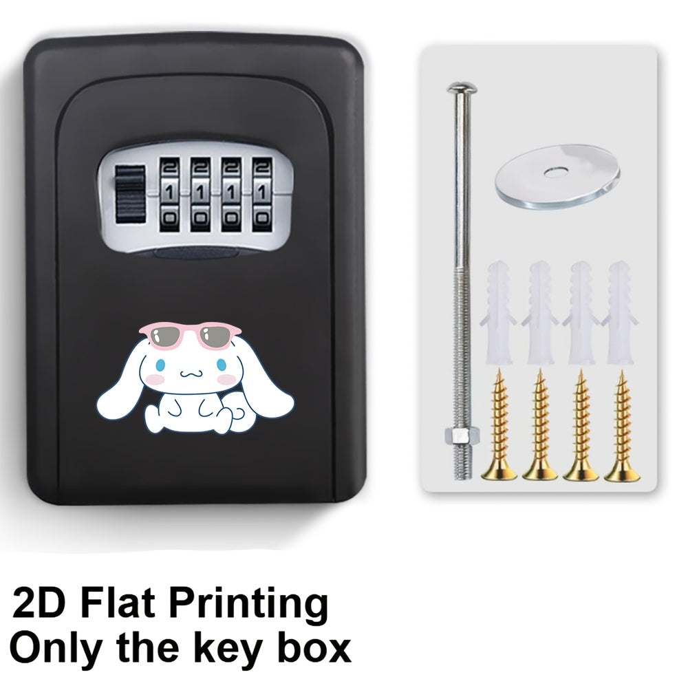 Cinnamoroll 2D Flat Printed Wall-Mounted Combination Lockbox for Storing Keys, Suitable for Outdoor Use, Home Front Doors, Vacation Rentals, And Real Estate